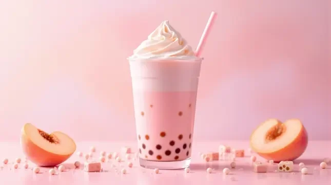 自制蜜桃啵啵奶茶